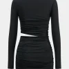 Cut Out Long Sleeve Mini Dress>MICAS Fashion