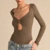Cut Out Long Sleeve Ruched Bodysuit>MICAS Outlet