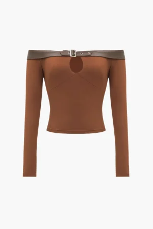 Cut Out Off Shoulder Long-Sleeve Top>MICAS Online