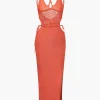 Cut Out Open Knit Backless Halter Maxi Dress>MICAS Best