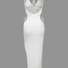 Cut Out Open Knit Backless Halter Maxi Dress>MICAS Best