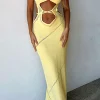 Cut Out Tie Halter Maxi Dress>MICAS Fashion