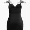 Cut Out Twist Knot Ruched Sleeveless Mini Dress>MICAS Outlet