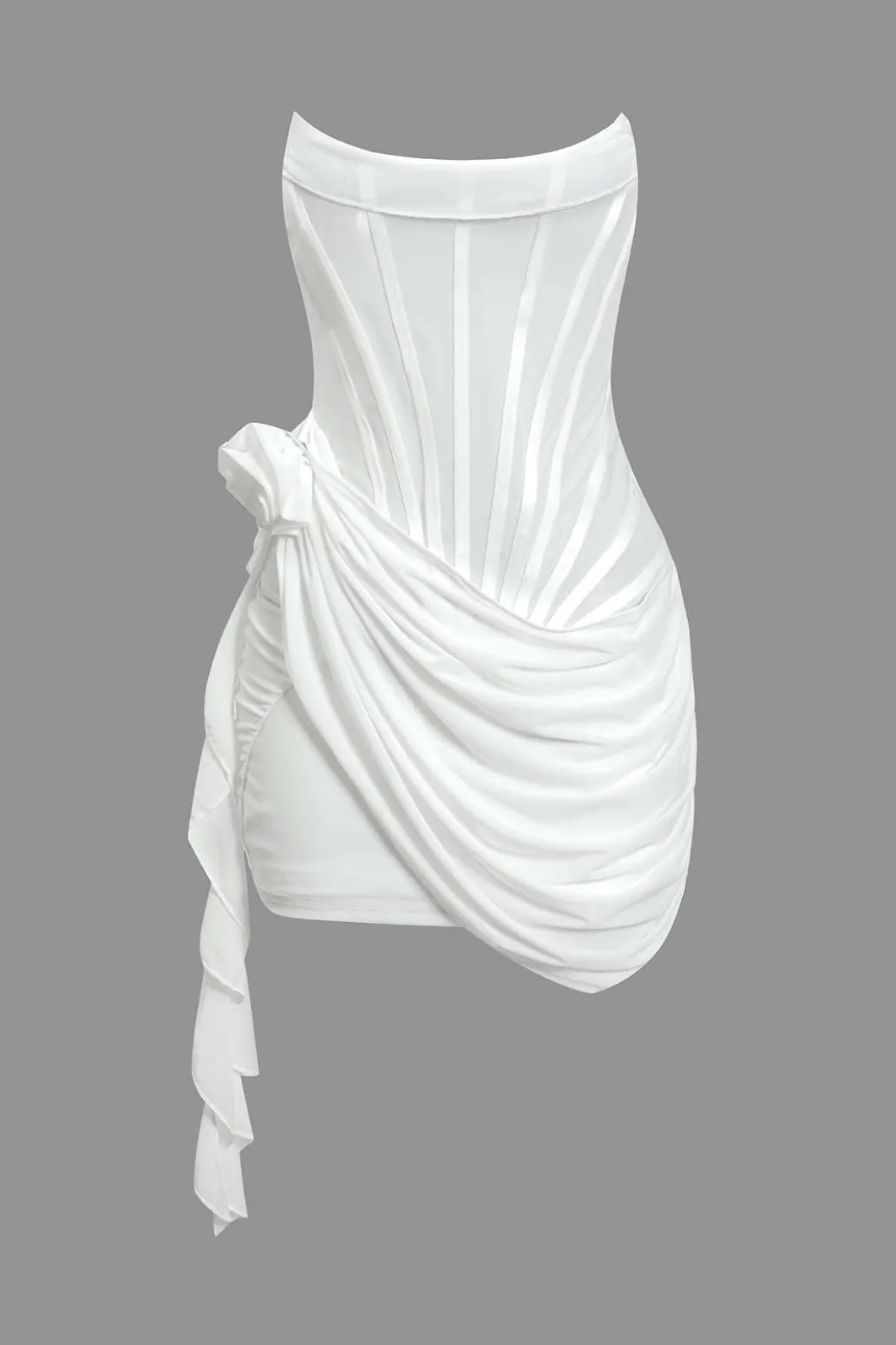 3D Floral Ruffle Corset Mini Dress>MICAS Hot