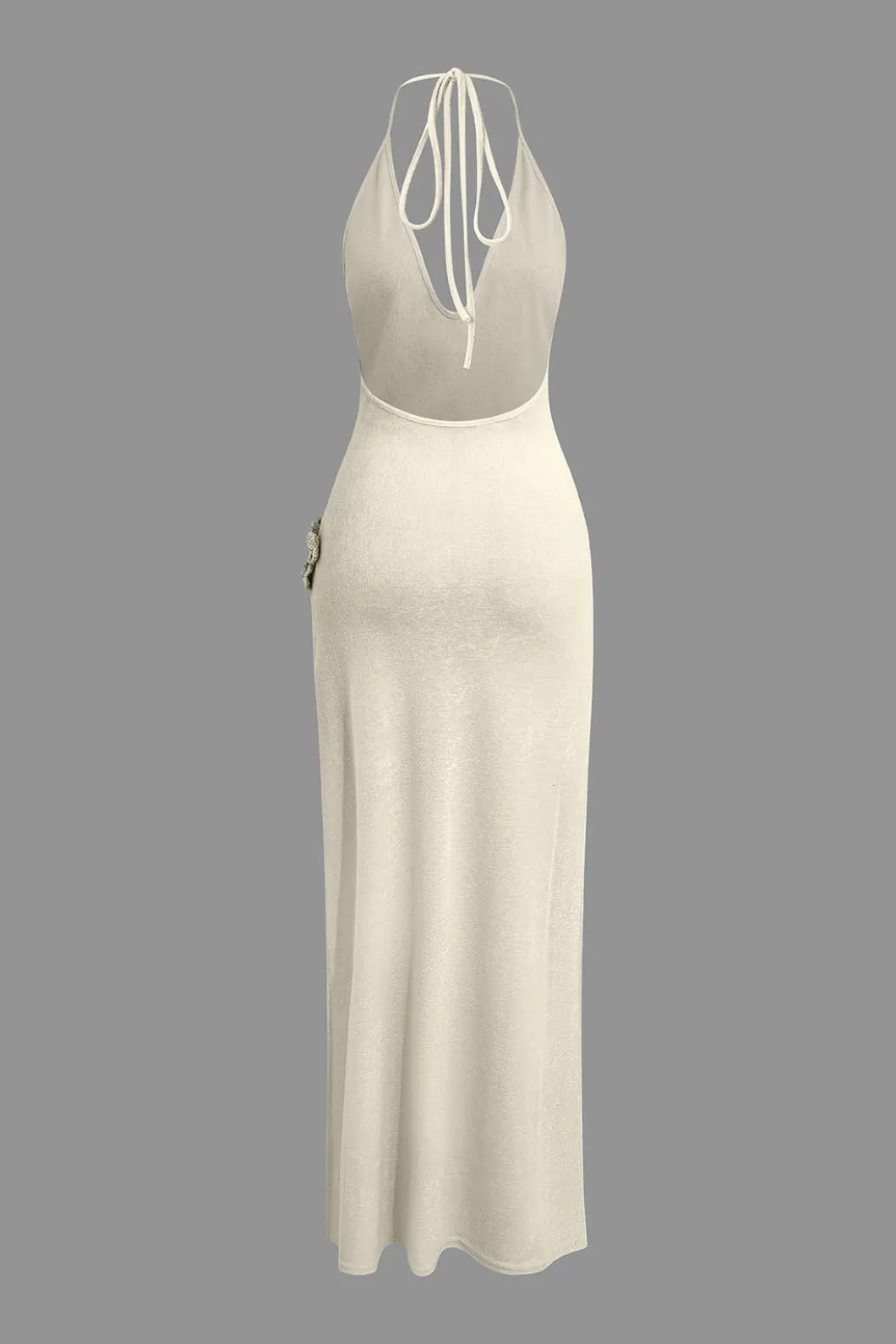 3D Floral V-Neck Backless Slit Maxi Dress>MICAS New