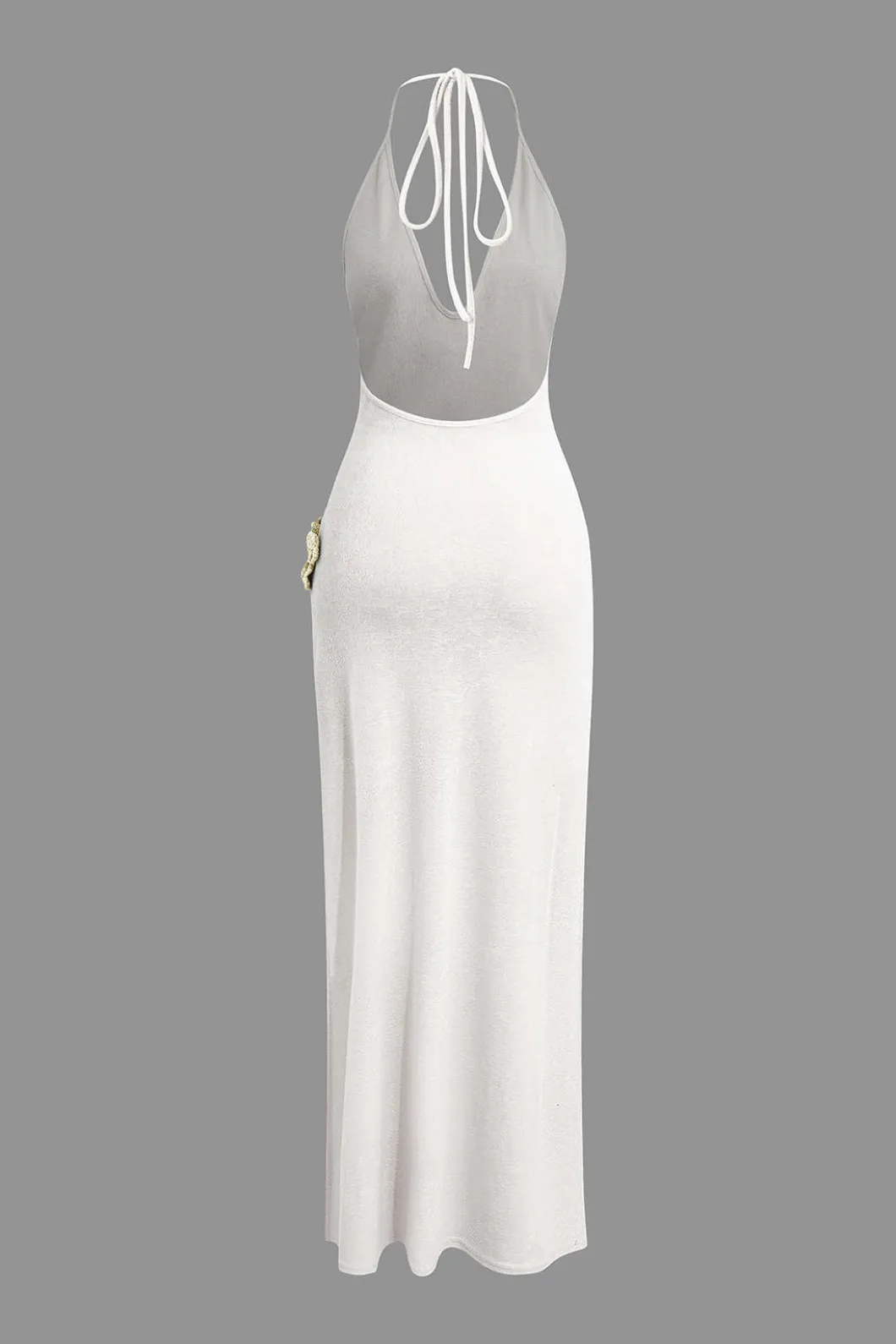 3D Floral V-Neck Backless Slit Maxi Dress>MICAS New