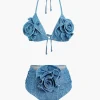 3D Flower Denim Halter Bikini Set>MICAS Best