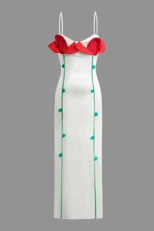 3D Flower Slip Maxi Dress>MICAS Fashion