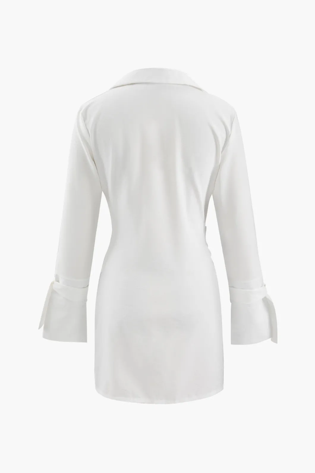 Deep V-neck Wrap Mini Shirt Dress>MICAS Online
