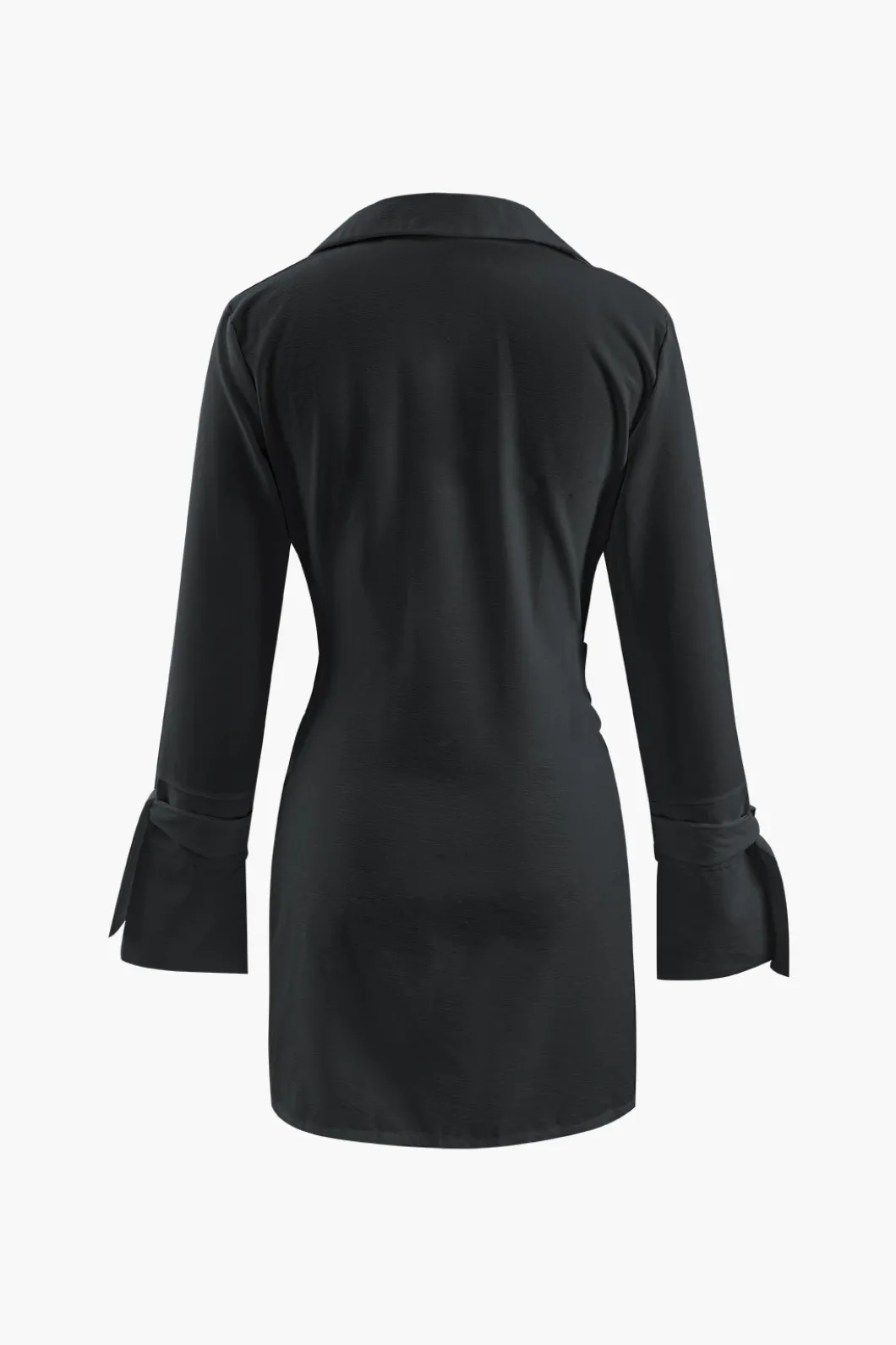 Deep V-neck Wrap Mini Shirt Dress>MICAS Online