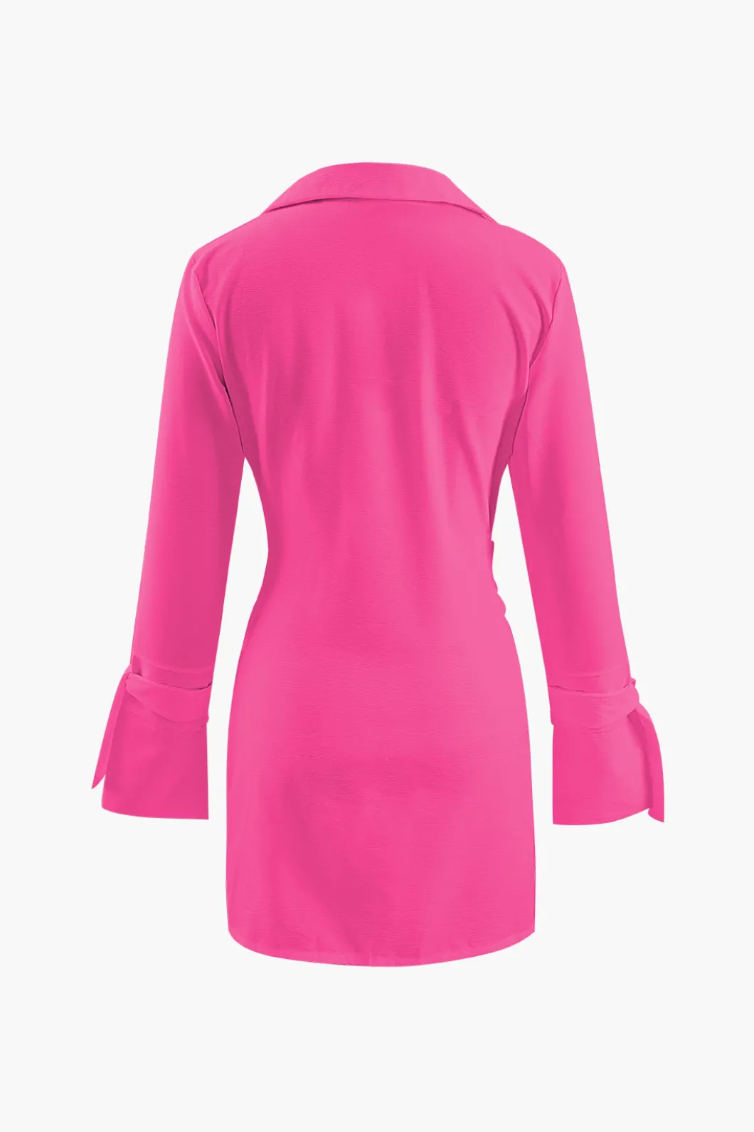 Deep V-neck Wrap Mini Shirt Dress>MICAS Online