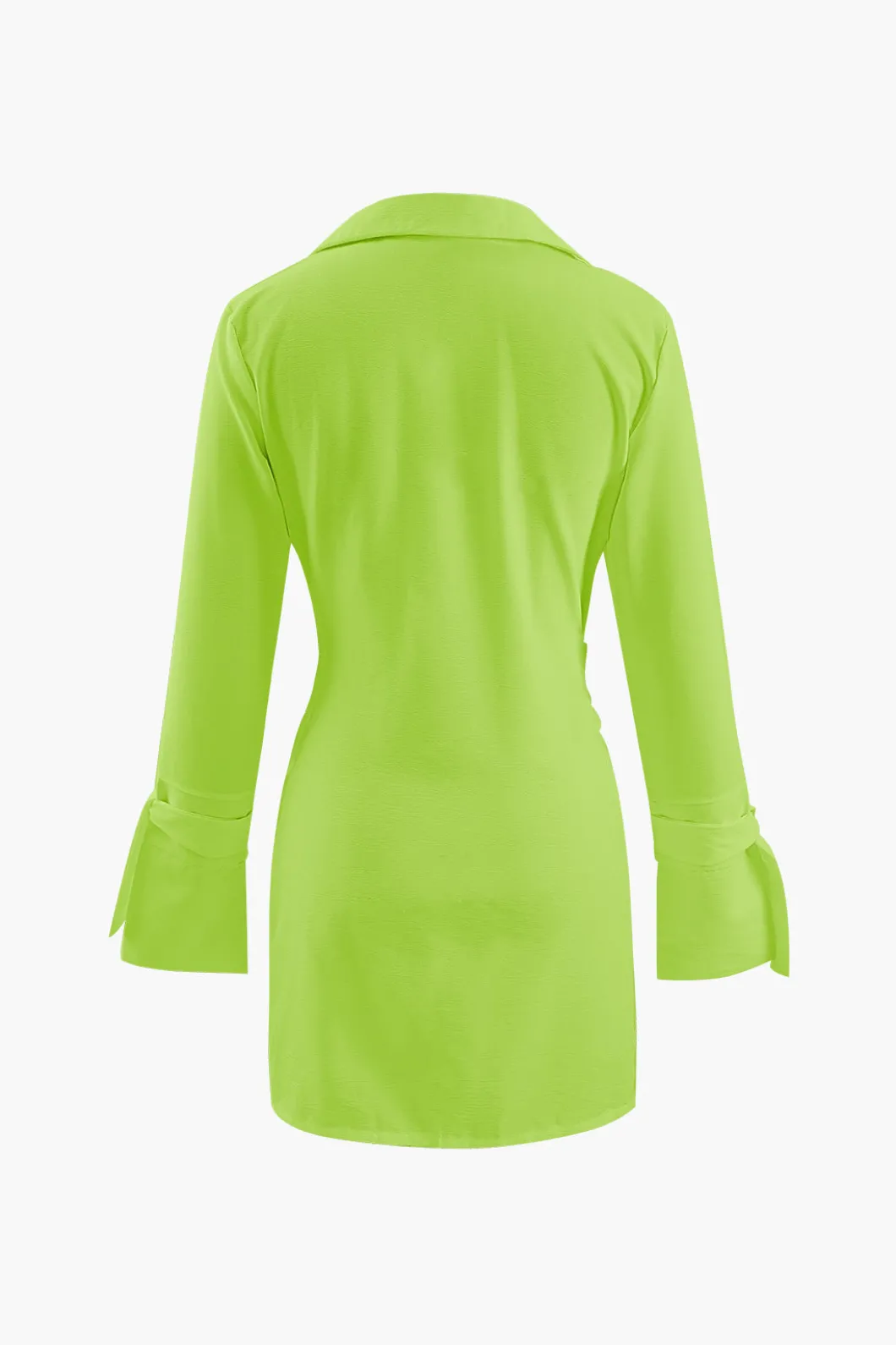 Deep V-neck Wrap Mini Shirt Dress>MICAS Online