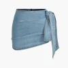 Denim Asymmetrical Bow Skirt>MICAS Clearance