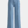 Denim Button Detail Straight Leg Jeans>MICAS Sale