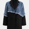 Denim Button Patchwork Long Sleeve Blazer>MICAS Online
