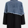Denim Button Patchwork Long Sleeve Blazer>MICAS Online