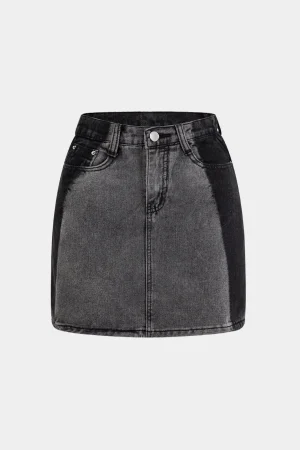 Denim Button Pocket Skirt>MICAS Fashion