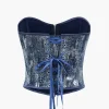 Denim Corset Sequin Zipper Tube Top>MICAS Best