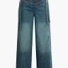 Denim Cut Out Washed Tie-Up Jeans>MICAS Online