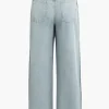 Denim Frayed Detail Straight Leg Jeans>MICAS Fashion