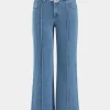 Denim High Waist Button Wide Leg Trousers>MICAS Discount