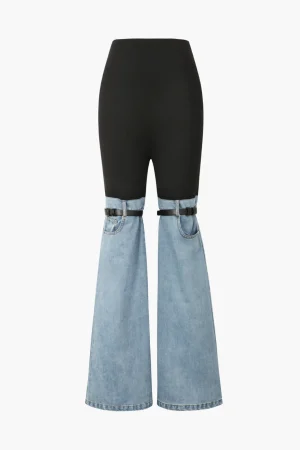 Denim Hybrid Flare Leg Pants>MICAS Fashion