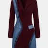 Denim Patchwork Long Sleeve Blazer Suit Mini Dress>MICAS Outlet