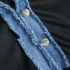 Denim Patchwork Long Sleeve Button Romper>MICAS Discount