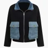 Denim Patchwork Pocket Sweater Cardigan>MICAS Best