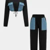 Denim Patchwork Pocket Tie-Up Top And Trousers Set>MICAS Clearance