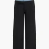 Denim Patchwork Straight Trousers>MICAS New