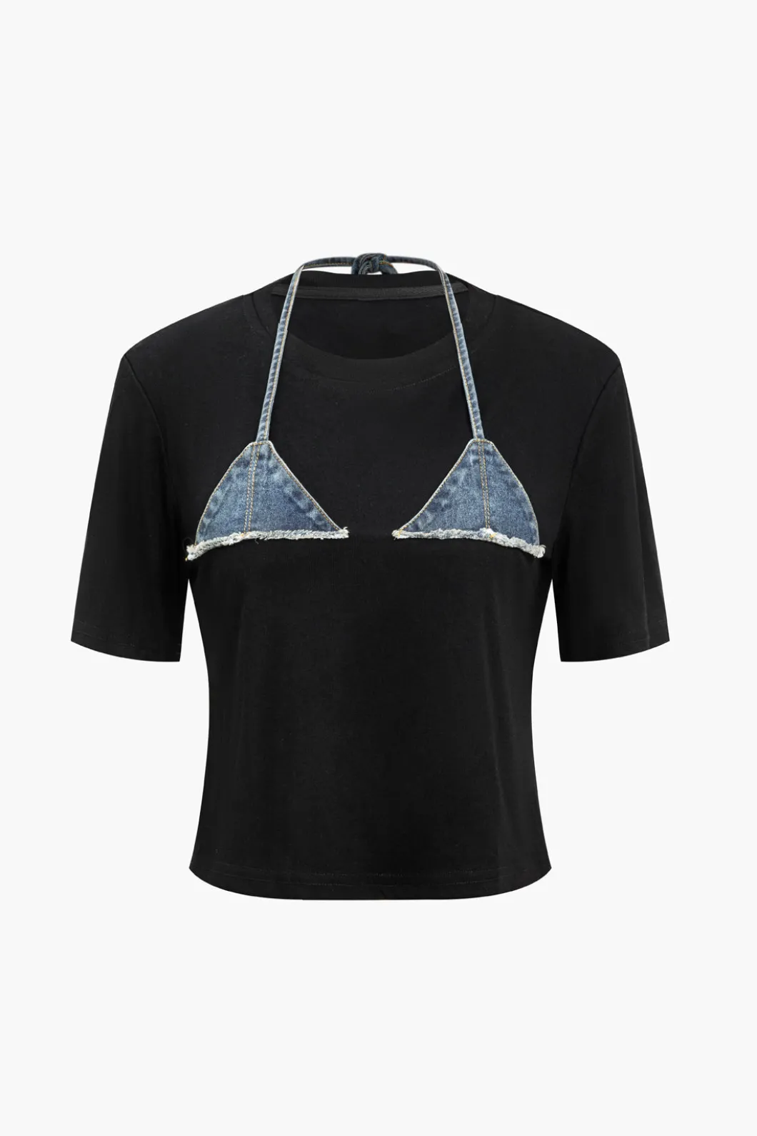 Denim Patchwork T-shirt And Skirt Set>MICAS Online