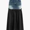 Denim Patchwork T-shirt And Skirt Set>MICAS Online