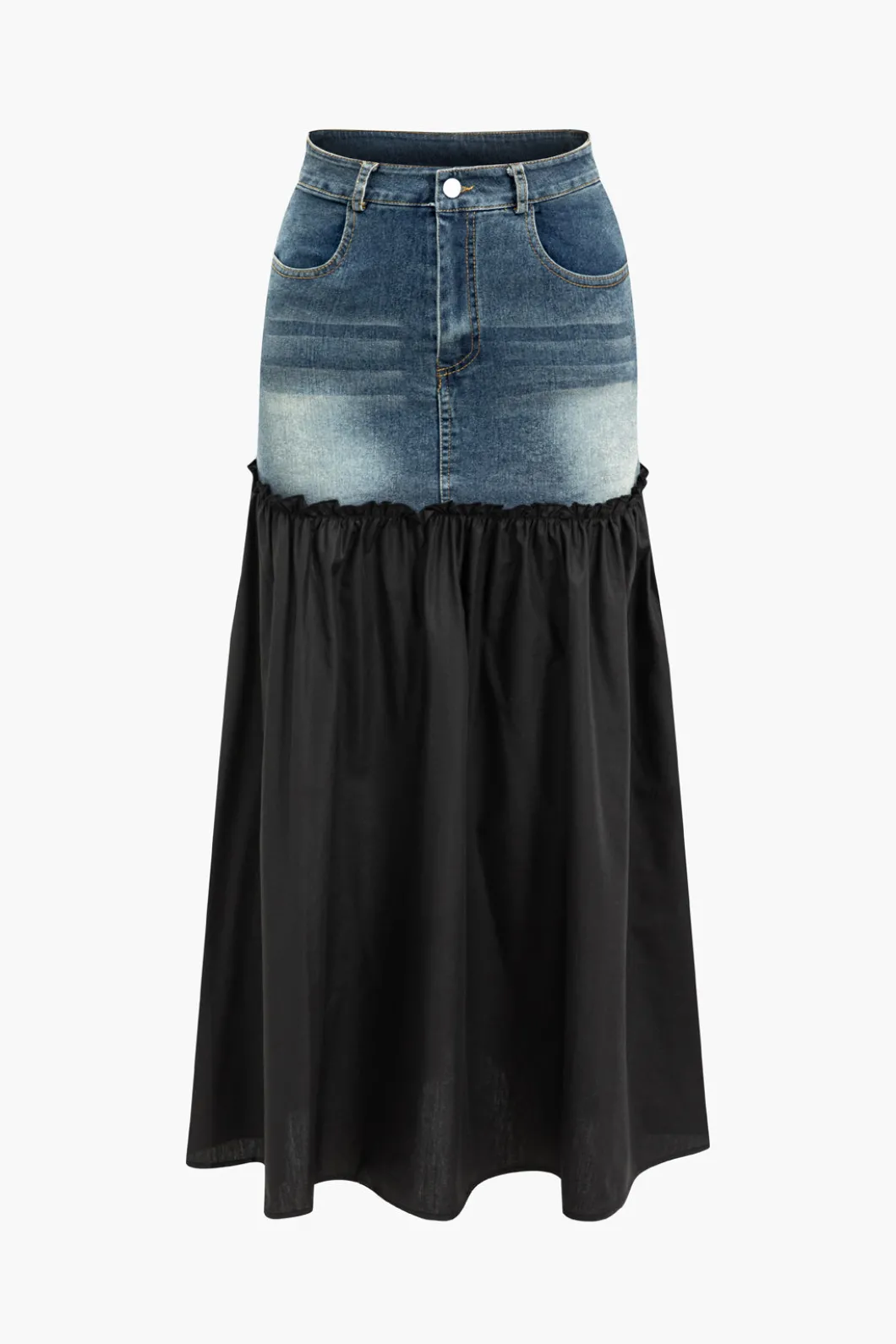 Denim Patchwork T-shirt And Skirt Set>MICAS Online