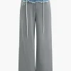 Denim Patchwork Wide Leg Trousers>MICAS Discount