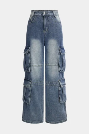 Denim Pocket Wide Leg Pant Jeans>MICAS New