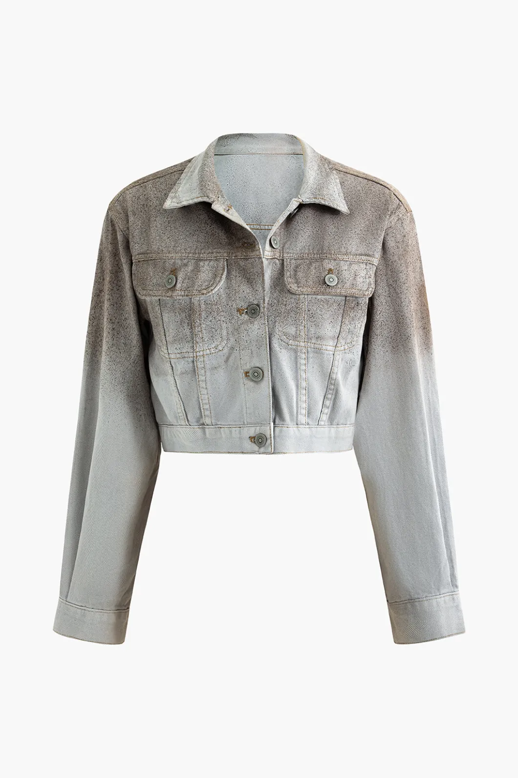 Distressed Flap Pocket Collared Denim Jacket>MICAS Hot