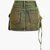 Distressed Flap Pocket Denim Mini Skirt>MICAS New
