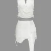 Distressed Halter Cami Top And Asymmetrical Mini Skirt Set>MICAS Best
