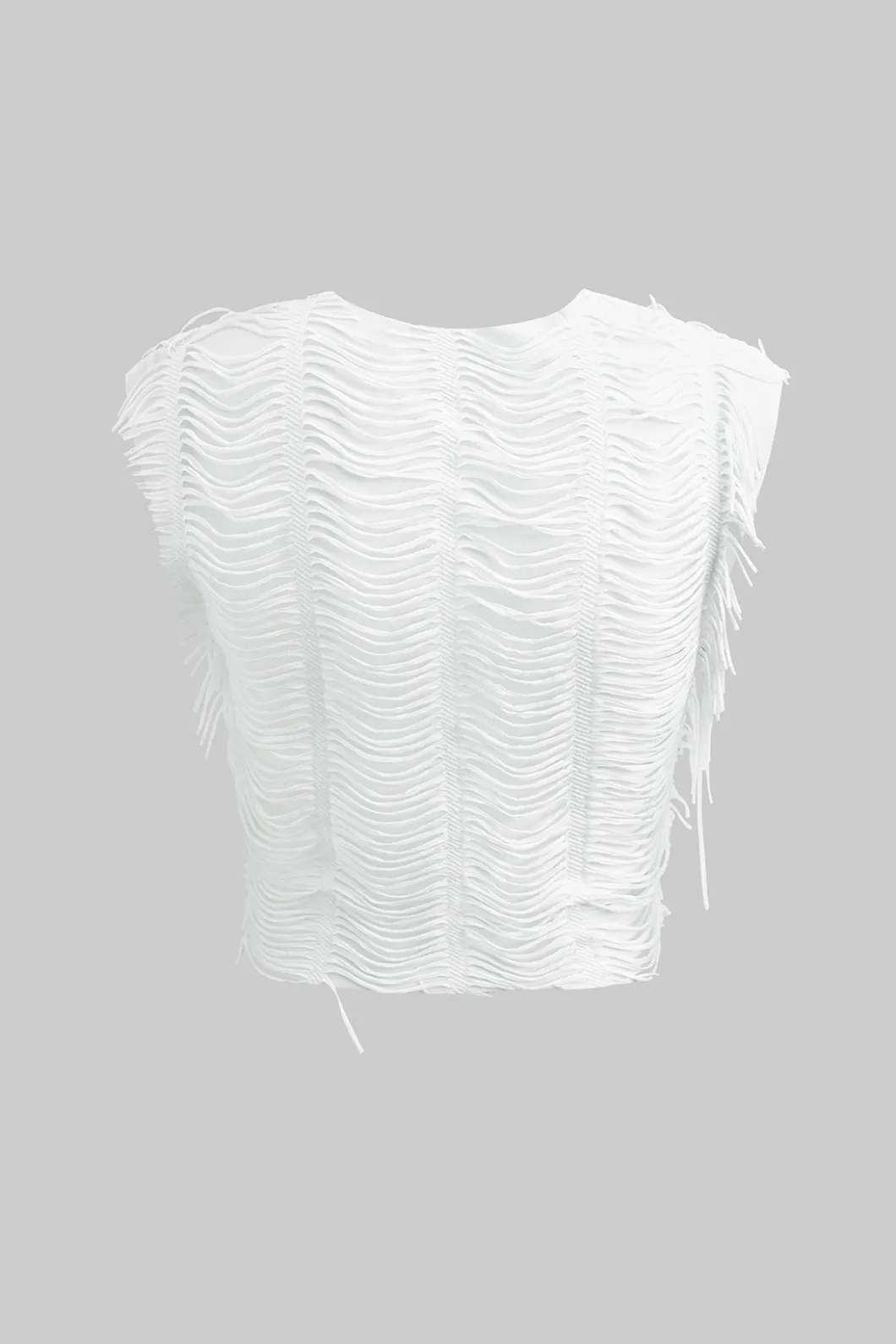 Distressed V-neck Cap Sleeve Crop Top And Slit Maxi Skirt Set>MICAS Hot