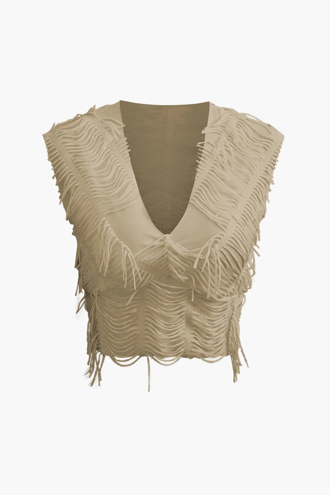 Distressed V-neck Cap Sleeve Crop Top And Slit Maxi Skirt Set>MICAS Hot