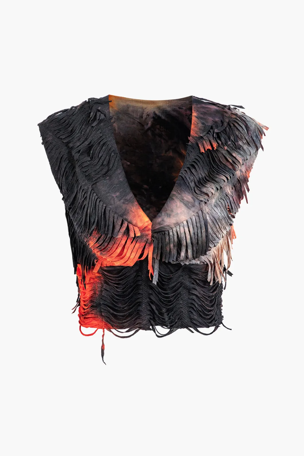 Distressed V-neck Cap Sleeve Crop Top And Slit Maxi Skirt Set>MICAS Hot