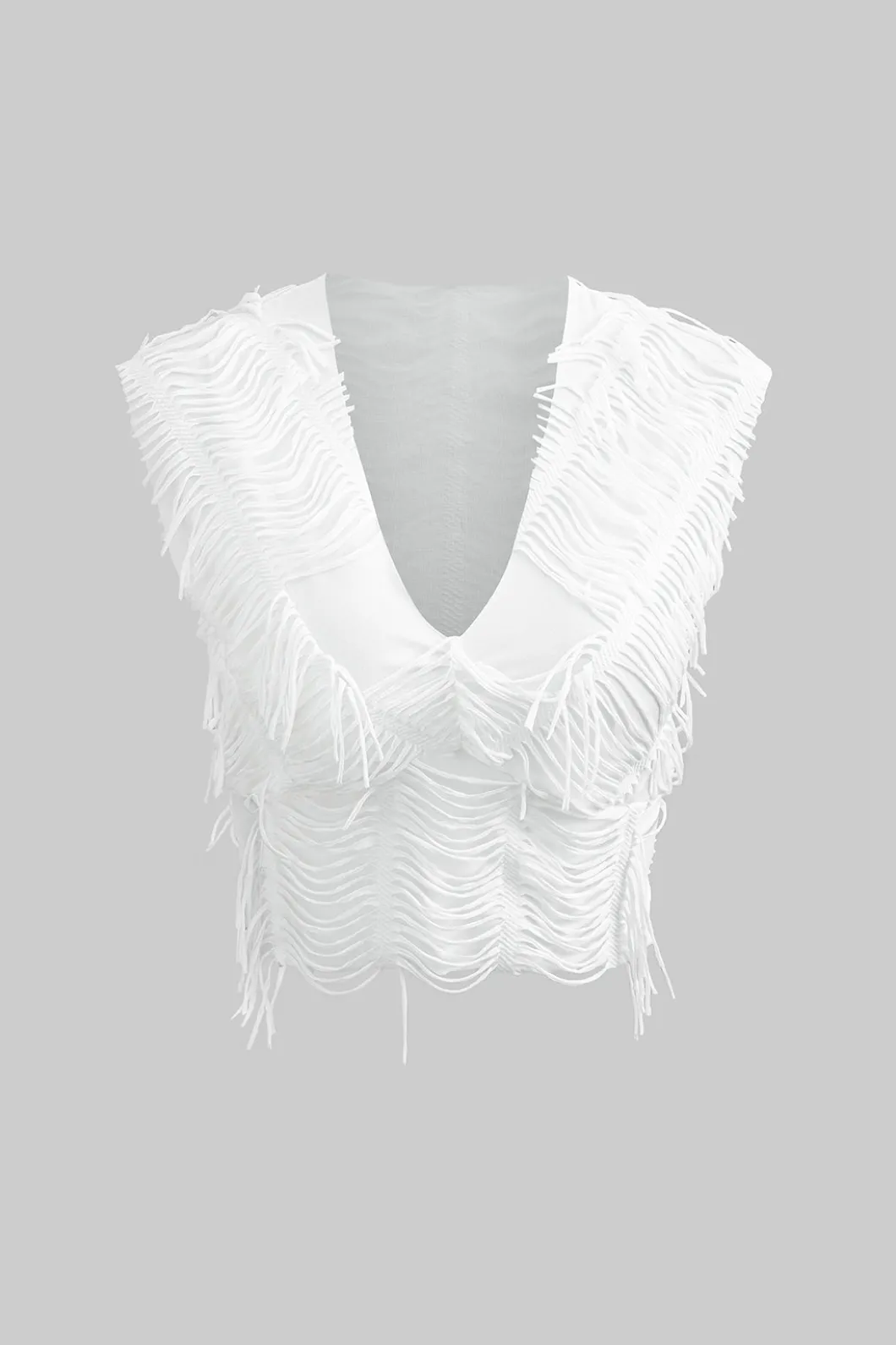 Distressed V-neck Cap Sleeve Crop Top And Slit Maxi Skirt Set>MICAS Hot