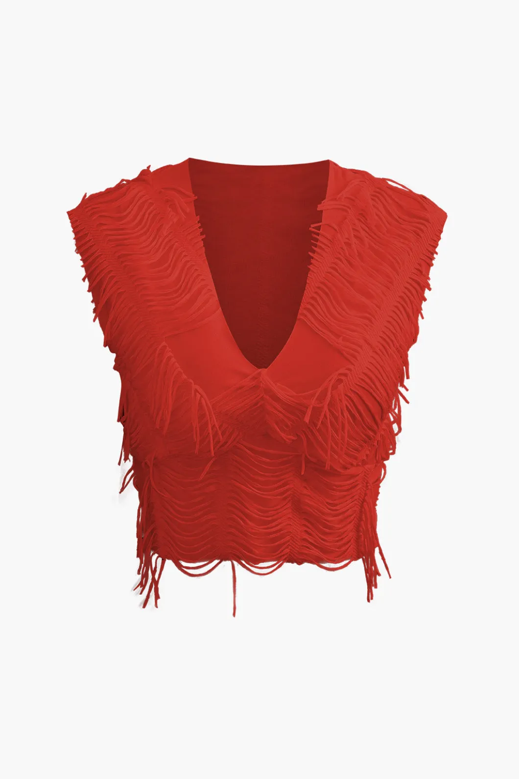 Distressed V-neck Cap Sleeve Crop Top And Slit Maxi Skirt Set>MICAS Hot