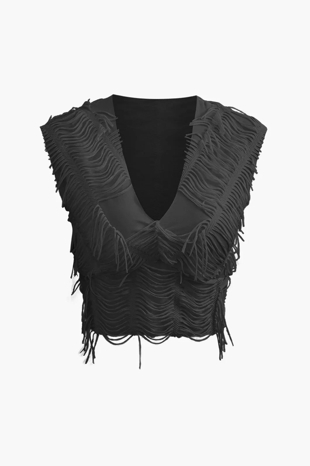 Distressed V-neck Cap Sleeve Crop Top And Slit Maxi Skirt Set>MICAS Hot