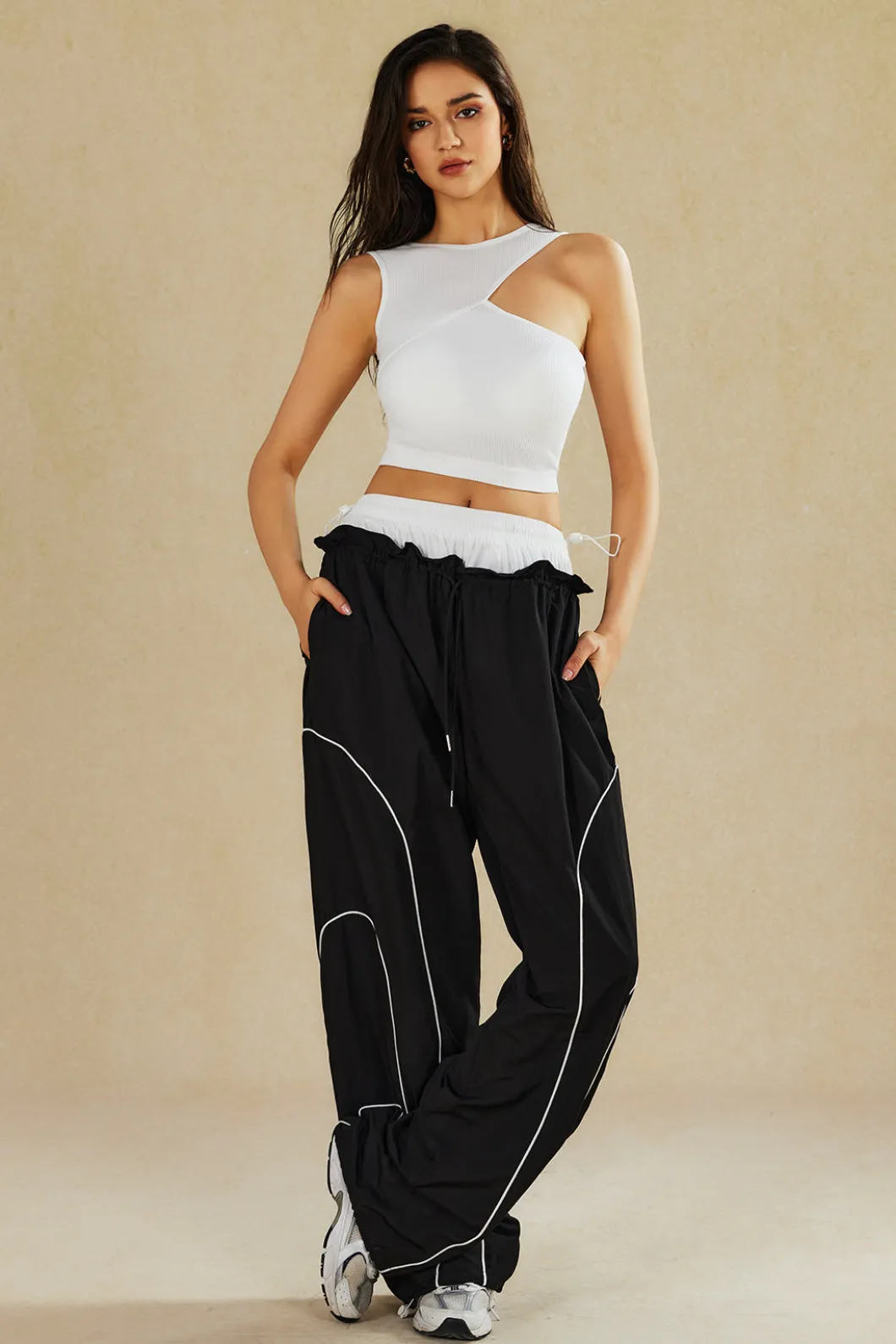 Double Waistband Color Block Trousers>MICAS Sale