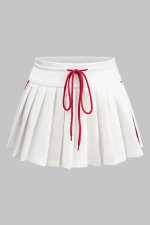 Drawstring Ruched Patchwork Skirt>MICAS Discount