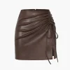 Drawstring Slit Leather Mini Skirt>MICAS Clearance