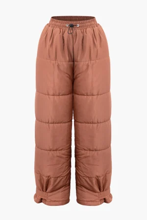 Drawstring Waist Puffer Pants>MICAS New