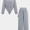 Drawstrings Hooded Long-Sleeve Top And Trousers Set>MICAS Outlet